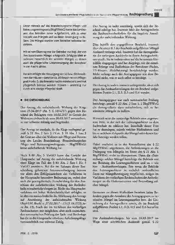 Vorschauseite 2: Zum Einsatz ausreichender Pflegefachkräfte in der Nacht in einer Pflegeeinrichtung