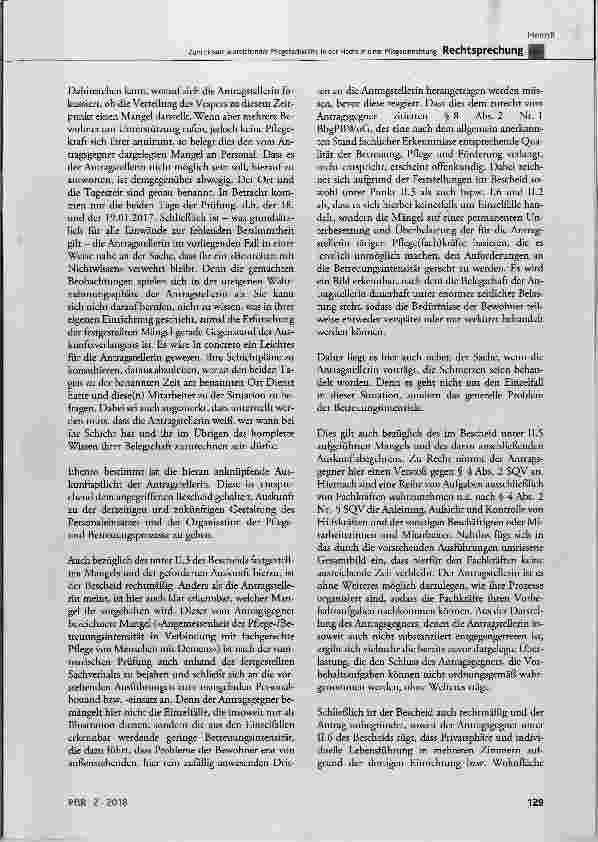 Vorschauseite 4: Zum Einsatz ausreichender Pflegefachkräfte in der Nacht in einer Pflegeeinrichtung