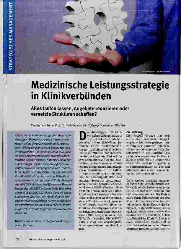 Vorschauseite 1: Medizinische Leistungsstrategie in Klinikverbünden