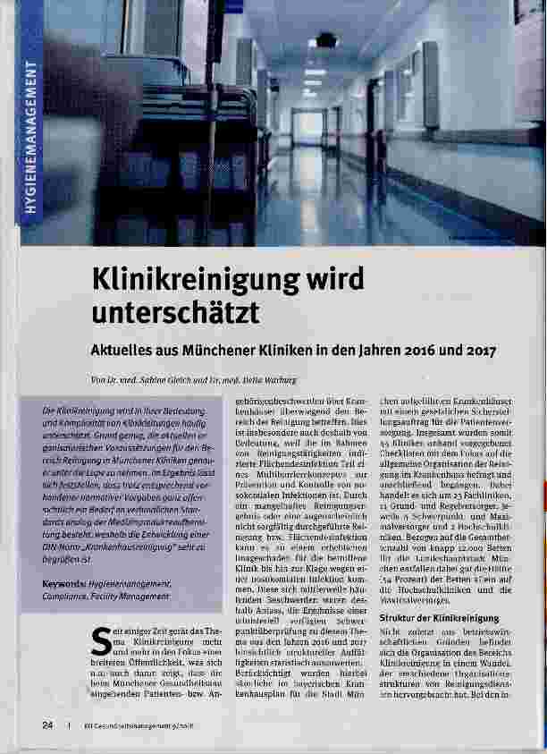 Vorschauseite 1: Klinikreinigung wird unterschätzt
