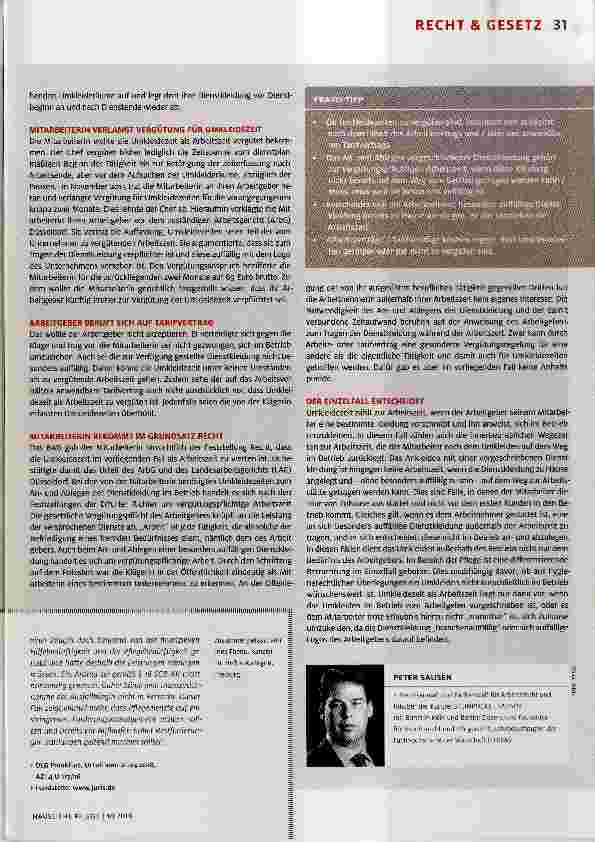Vorschauseite 2: Umkleidezeit als Arbeitszeit
