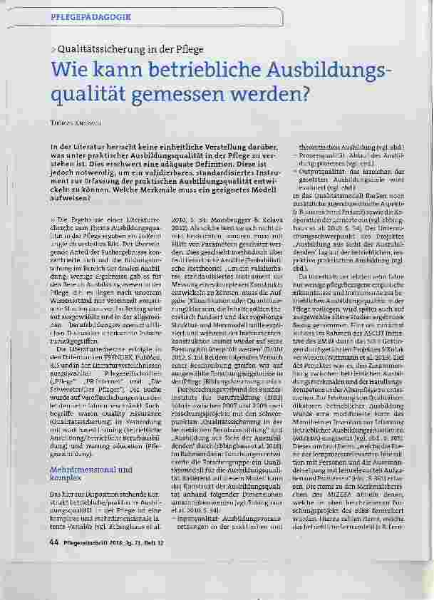 Vorschauseite 1: Wie kann betriebliche Ausbildungs qualität gemessen werden?