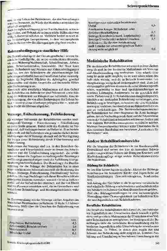 Vorschauseite 3: Situation der Behinderten in der Bundesrepublik Deutschland