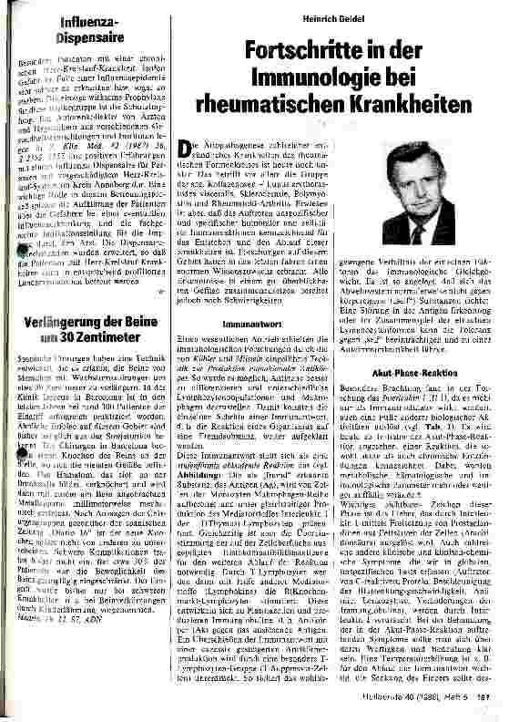 Vorschauseite 1: Fortschritte in der Immunologie bei rheumatischen Krankheiten