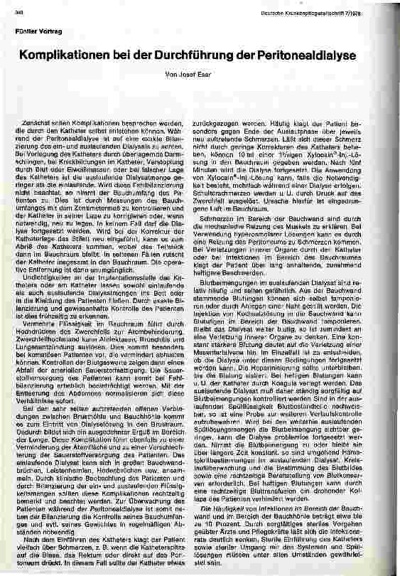 Vorschauseite 1: Komplikationen bei der Durchführung der Peritonealdialyse