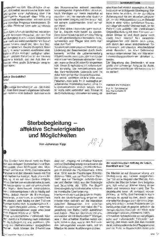 Vorschauseite 1: Sterbebegleitung - affektive Schwierigkeiten und Möglichkeiten