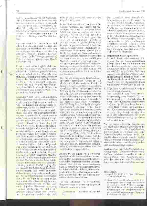 Vorschauseite 2: Abschluß von Vertriebsbindungsverträgen für Arzneimittel durch Krankenhausapotheken