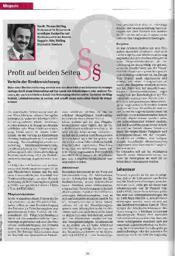 Vorschauseite 1: Profit auf beiden Seiten Vorteile der Direktversicherung