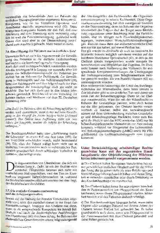 Vorschauseite 5: Die Eigenständigkeit der Krankenhauspflege im Spannungsverhältnis zur ärztlichen Gesamtverantwortung - am Beispiel der Münchener Dienstordnung, 2. Teil -