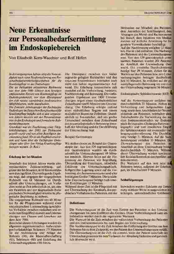 Vorschauseite 1: Neue Erkenntnisse zur Personalbedarfsermittlung im Endoskopiebereich