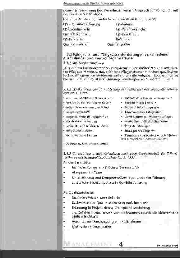 Vorschauseite 3: Anforderungen an die QualitätssicherungsberaterIn