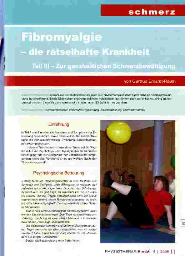 Vorschauseite 1: Fibromyalgie, die rätselhafte KrankheitTeil III - Zur ganzheitlichen Schmerzbewältigung