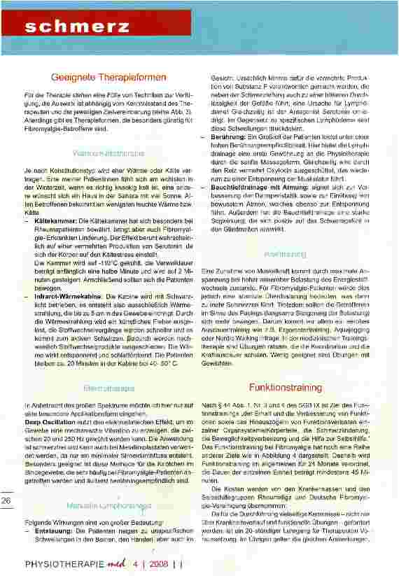 Vorschauseite 4: Fibromyalgie, die rätselhafte KrankheitTeil III - Zur ganzheitlichen Schmerzbewältigung
