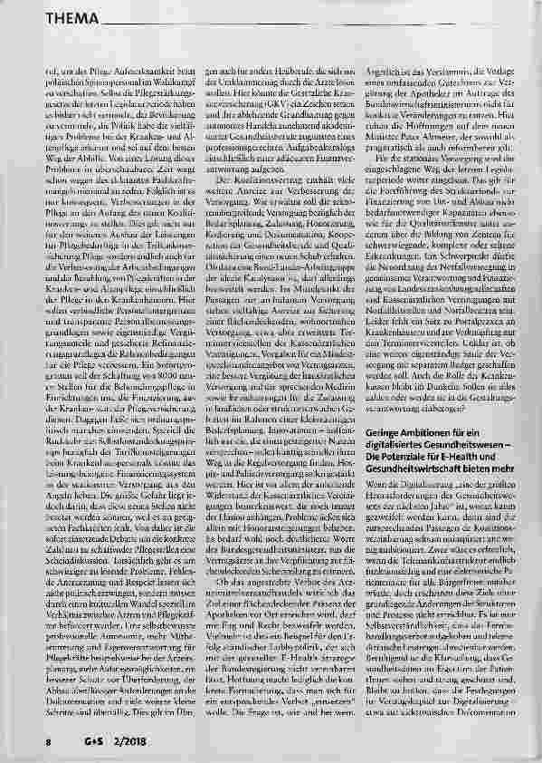 Vorschauseite 3: Kontinuität vor Wandel in der Gesundheitspolitik Der Vertrag für eine erneute Große Koalition