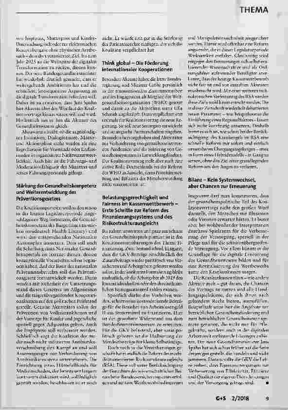 Vorschauseite 4: Kontinuität vor Wandel in der Gesundheitspolitik Der Vertrag für eine erneute Große Koalition