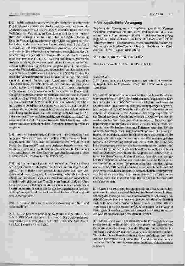 Vorschauseite 1: Vertragsärztliche Versorgung Regelung der Versorgung mit Impfleistungen durch Verträge zwischen Krankenkassen und ihrer Verbände mit den Kassenärztlichen Vereinigungen (KÄV) Siche…