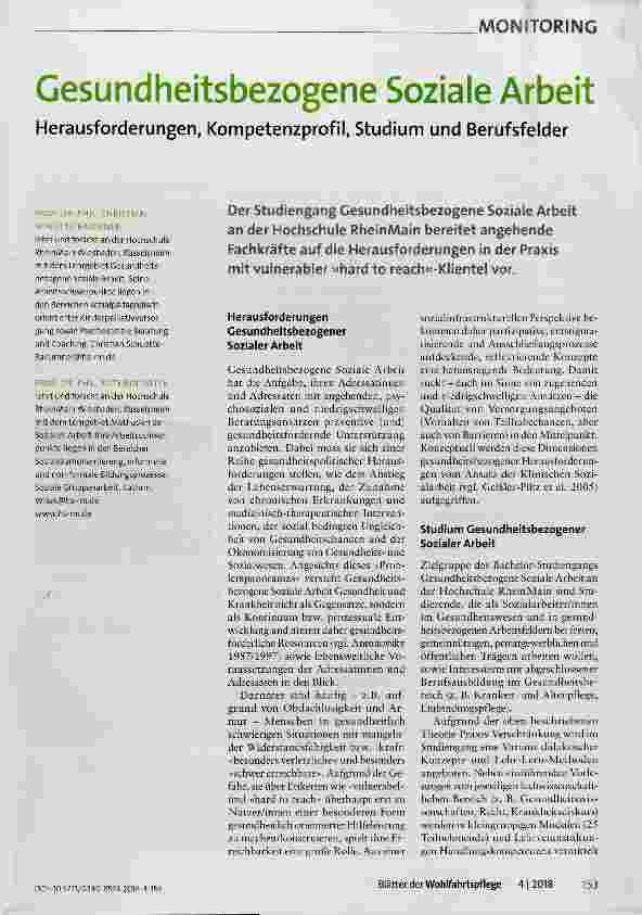 Vorschauseite 1: Gesundheitsbezogene Soziale Arbeit