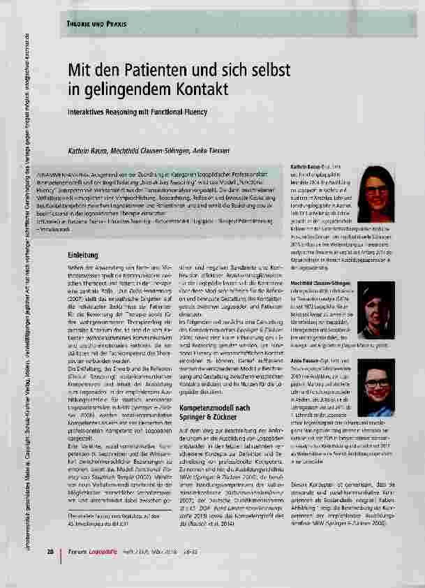 Vorschauseite 1: Mit den Patienten und sich selbst in gelingendem Kontakt