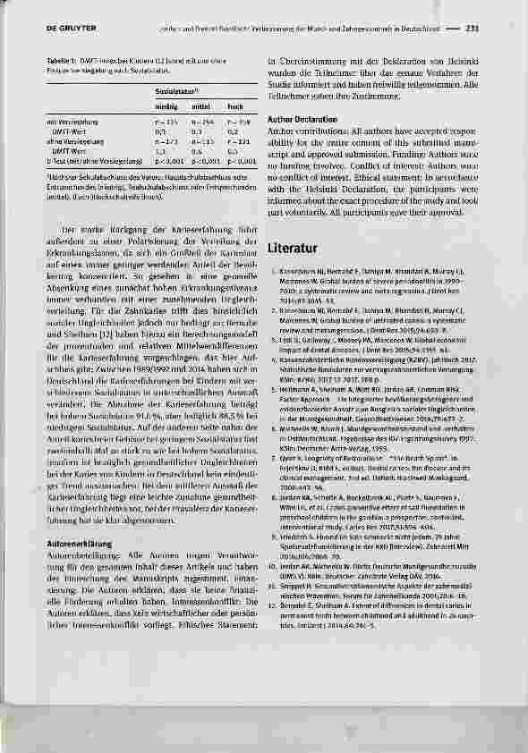 Vorschauseite 3: Verbesserung der Mundund Zahngesundheit in Deutschland Improvements of oral and dental health in Germany