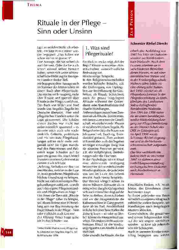 Vorschauseite 1: Rituale in der Pflege - Sinn oder Unsinn?