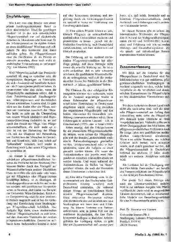 Vorschauseite 4: Pflegewissenschaft in Deutschland: Quo vadis? (Teil 1)