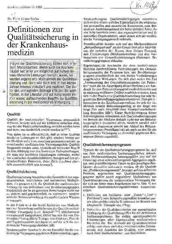 Vorschauseite 1: Definition zur Qualitätssicherung in der Krankenhausmedizin