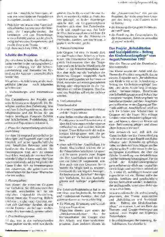 Vorschauseite 2: Rehabilitation und Sozialpädiatrie - Beitrag der Kinderkrankenpflege Ein Thema für Projektlernen in der Kinderkrankenpflegeausbildung