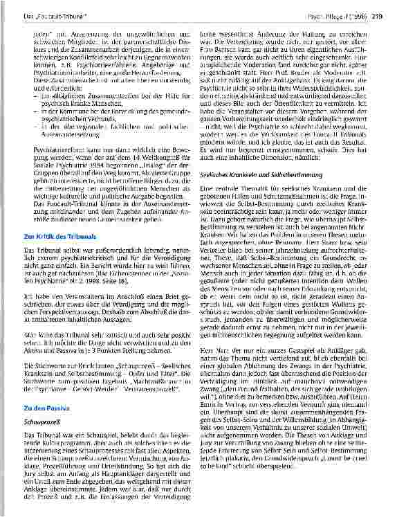 Vorschauseite 4: Das Foucalt-Tribunal - der Versuch zu einem Gespräch über die Grenzen zu kommen