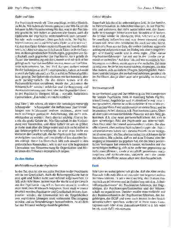 Vorschauseite 5: Das Foucalt-Tribunal - der Versuch zu einem Gespräch über die Grenzen zu kommen