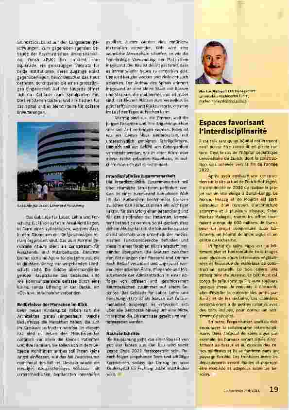 Vorschauseite 2: Kinderspital Zürich Neubau auf der grünen Wiese