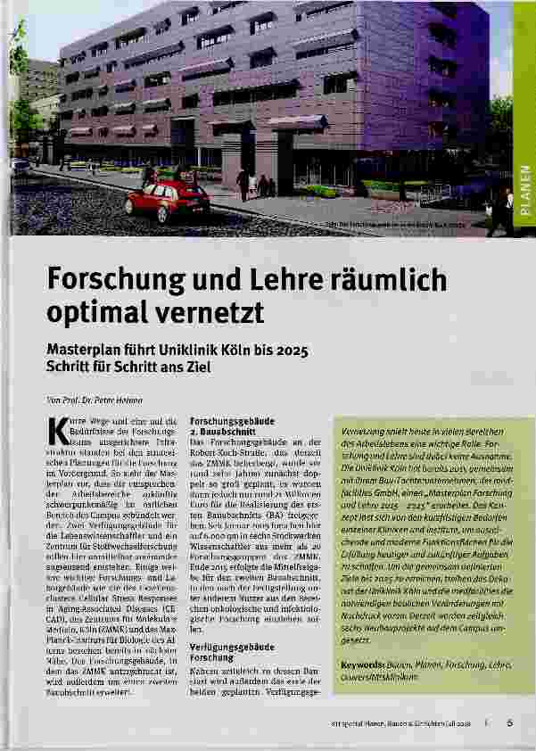 Vorschauseite 1: Forschung und Lehre räumlich optimal vernetzt