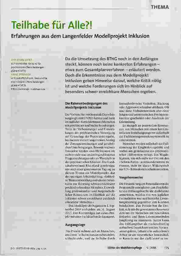 Vorschauseite 1: Teilhabe für Alle?!