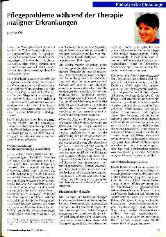 Vorschauseite 1: Pflegeprobleme während der Therapie maligner Erkrankungen