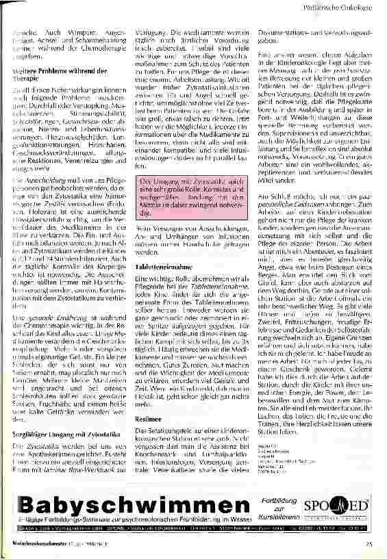 Vorschauseite 3: Pflegeprobleme während der Therapie maligner Erkrankungen