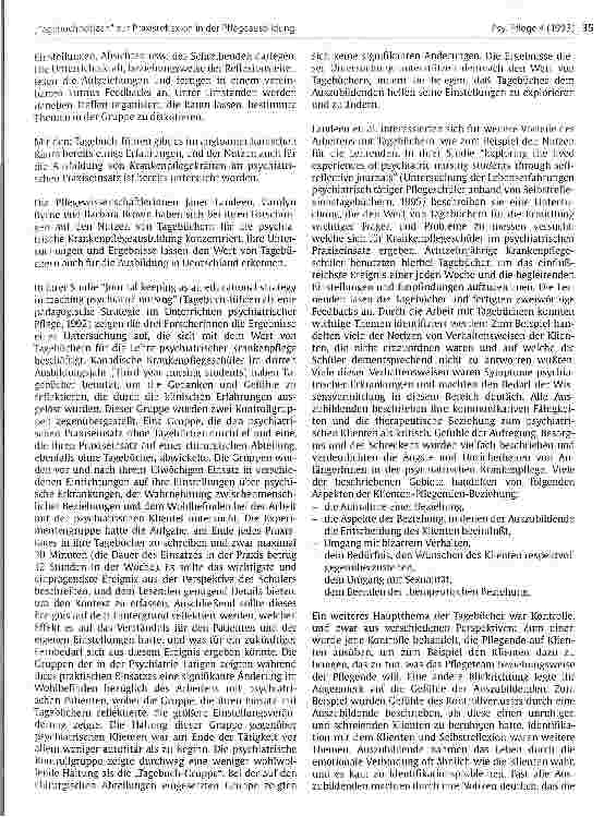 Vorschauseite 3: Tagebuchnotizen zur Praxisreflexion in der Pflegeausbildung