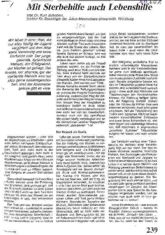 Vorschauseite 1: Mit Sterbehilfe auch Lebenshilfe