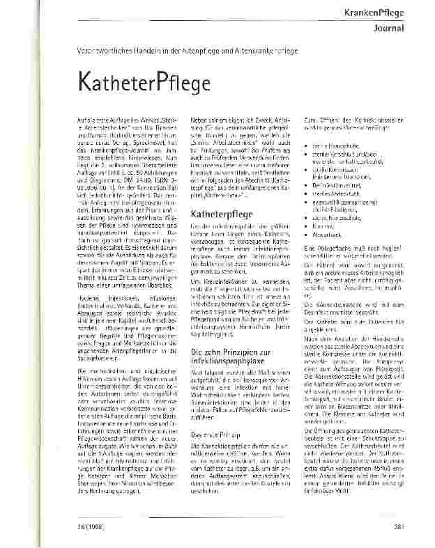 Vorschauseite 1: KatheterPflege Verantwortliches Handeln in der Altenpflege und der Altenkrankenpflege