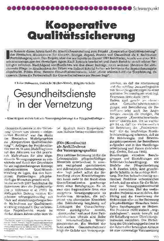 Vorschauseite 1: Gesundheitsdienste in der Vernetzung