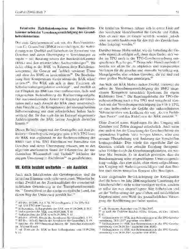 Vorschauseite 6: Das deutsche Gewebegesetz - ein halbes Jahr später