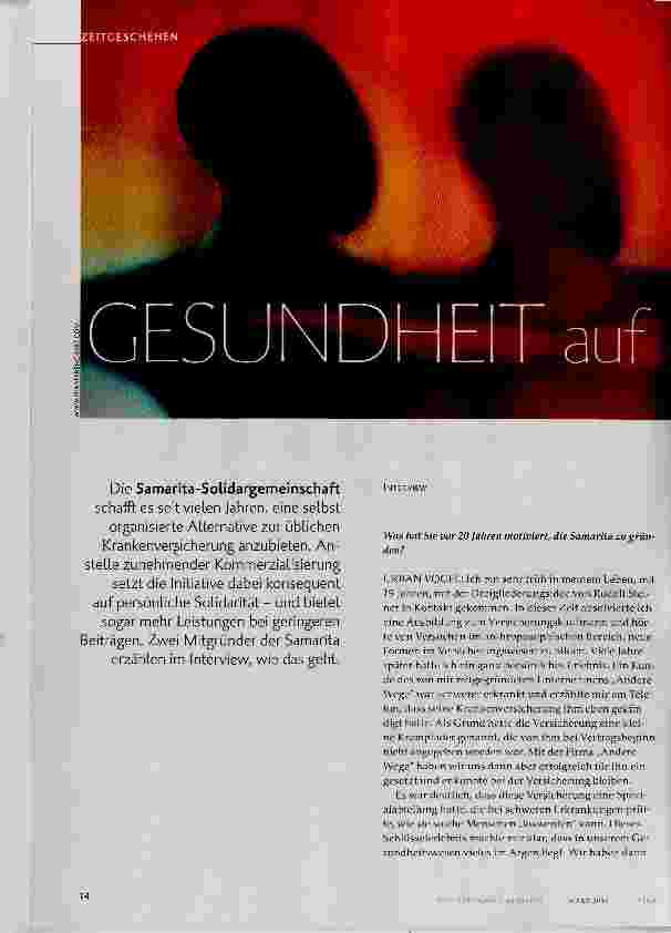 Vorschauseite 1: Gesundheit auf solidarischen Schultern