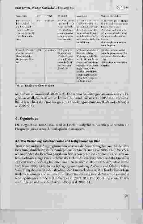 Vorschauseite 6: Die Erfahrungen von Vätern zu der Beziehungsentwicklung zwischen ihnen und ihren frühgeborenen Kindern auf neonatologischen Stationen: ein Literaturreview