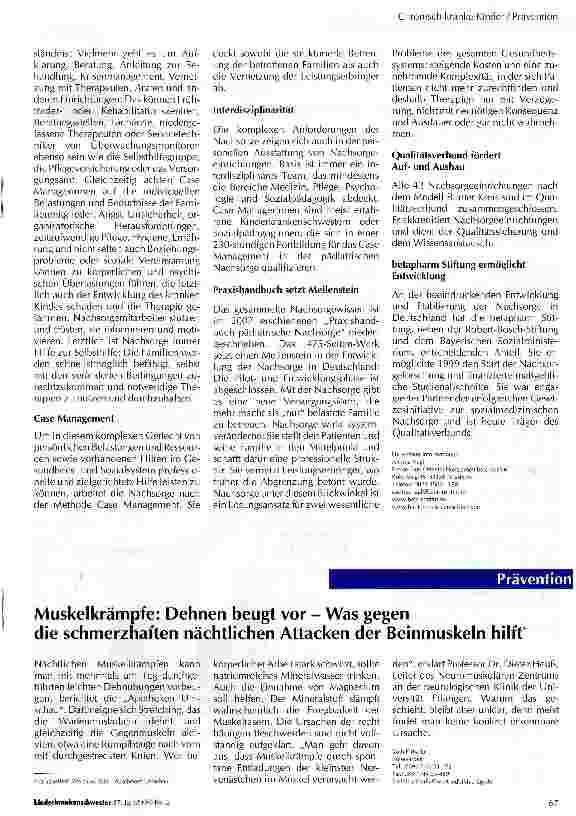 Vorschauseite 2: Deutschland braucht Nachsorge: flächendeckend