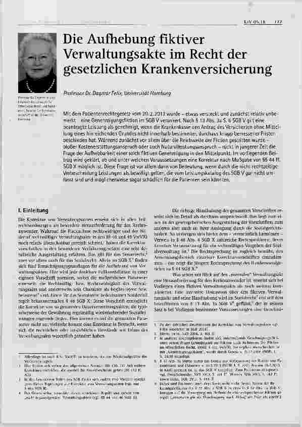 Vorschauseite 1: Die Aufhebung fiktiver Verwaltungsakte im Recht der gesetzlichen Krankenversicherung