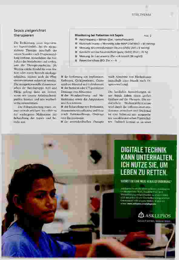 Vorschauseite 4: Sepsis erkennen und bekämpfen eine Aufgabe für die Intensivpflege