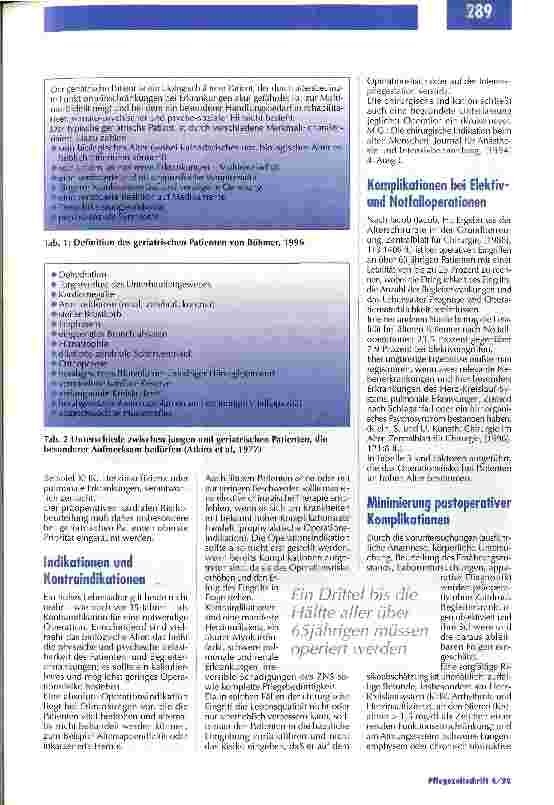 Vorschauseite 2: Hohes Lebensalter stelt keine Kontraindikation dar Operative Eingriffe bei alten Menschen / Teil I