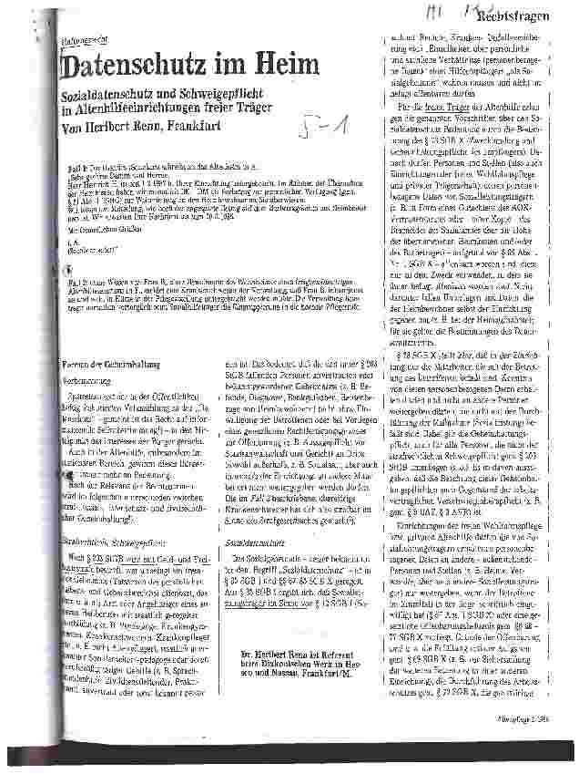 Vorschauseite 1: Datenschutz im Heim