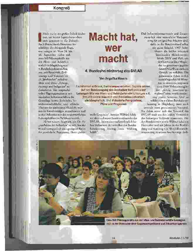 Vorschauseite 1: Macht hat, wer macht 4. Bundesheimleitertag des DVLAB