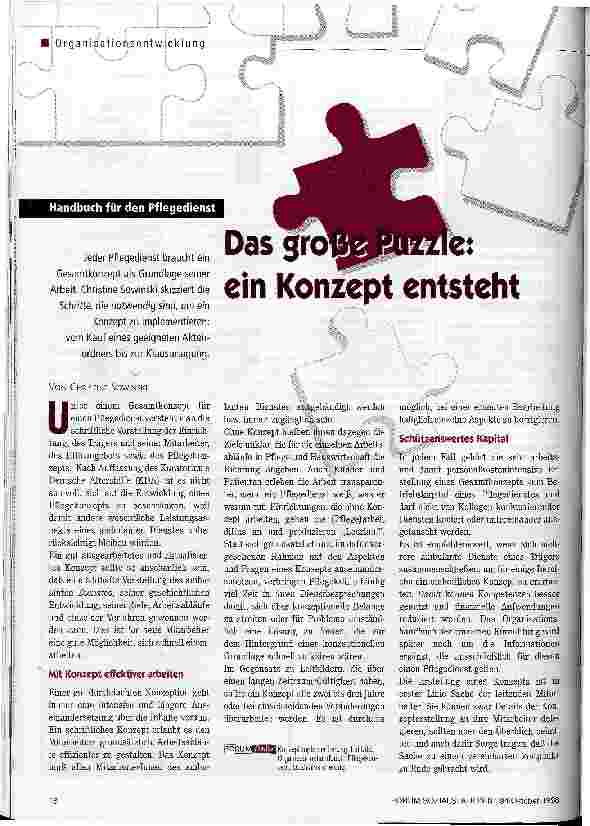 Vorschauseite 1: Das große Puzzle: ein Konzept entsteht Handbuch für den Pflegedienst