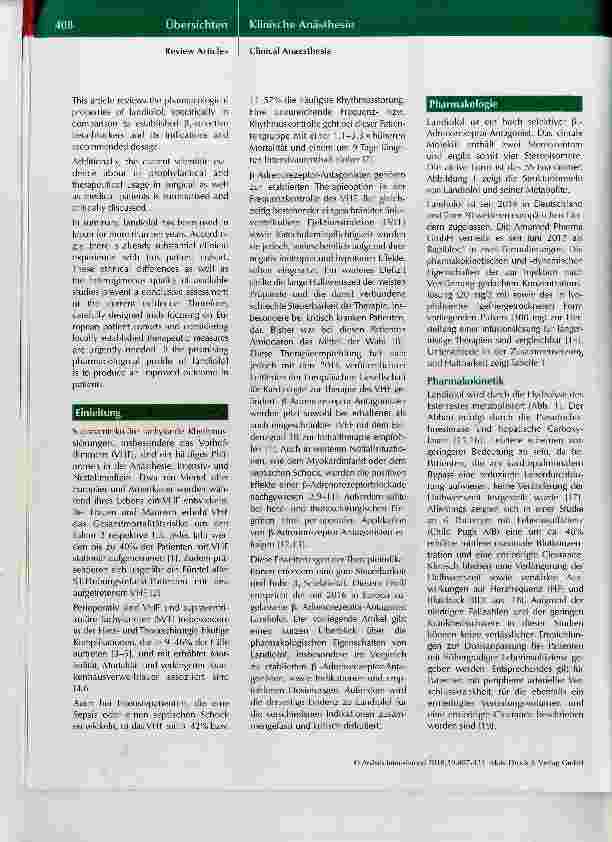 Vorschauseite 2: Rolle des ultrakurzwirksamen ß1-Adrenorezeptor-Antagonisten Landiolol in der Therapie des Vorhofflimmerns