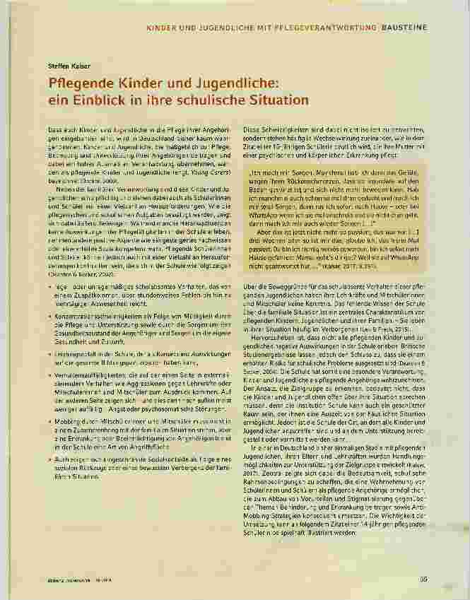 Vorschauseite 1: Pflegende Kinder und Jugendliche: ein Einblick in ihre schulische Situation
